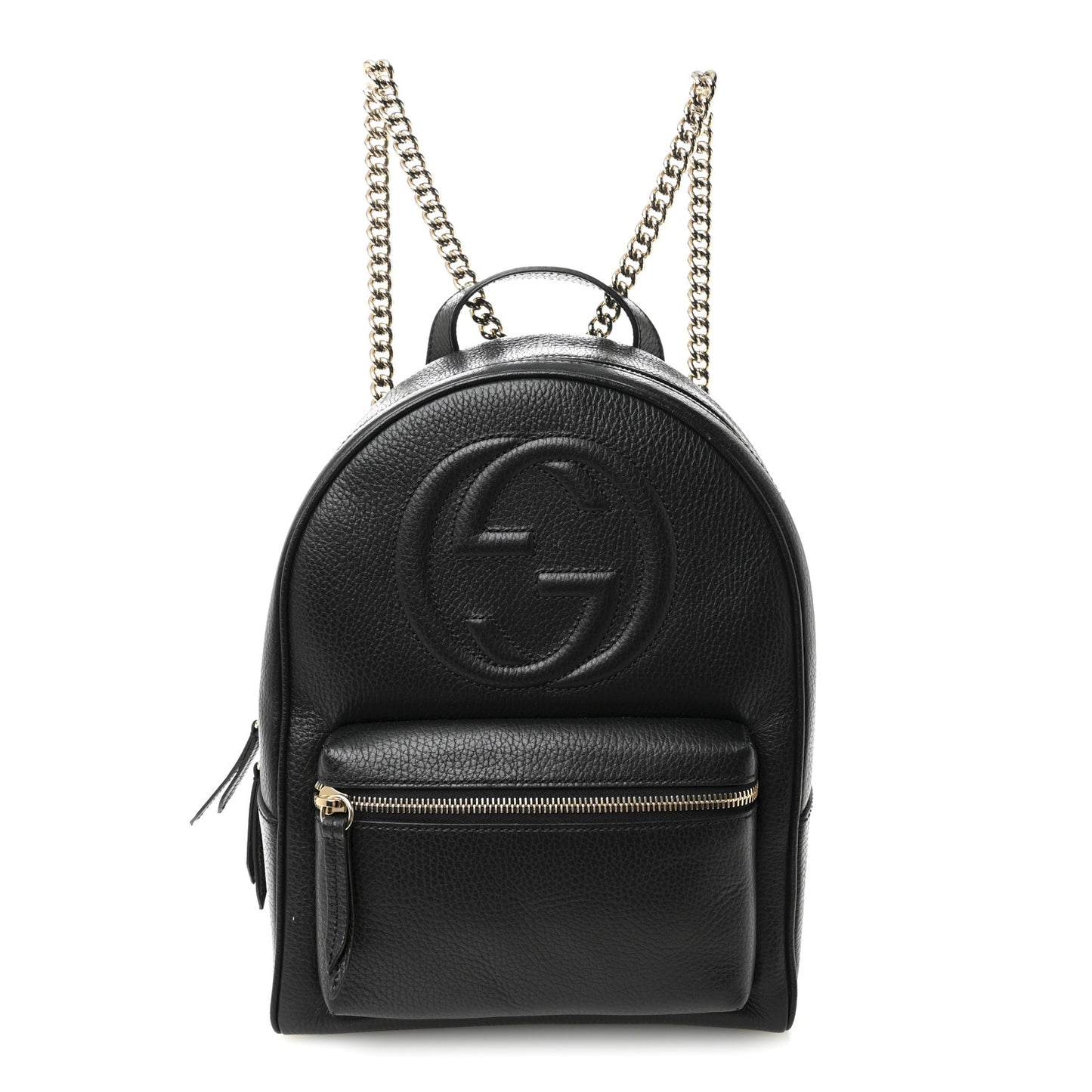 Pebbled Calfskin Soho Chain Backpack Black
