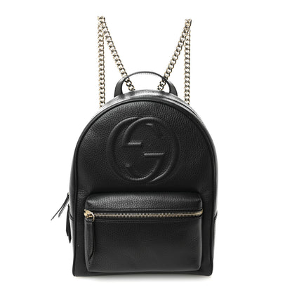 Gucci Pebbled Calfskin Soho Chain Backpack Black 1 of 12