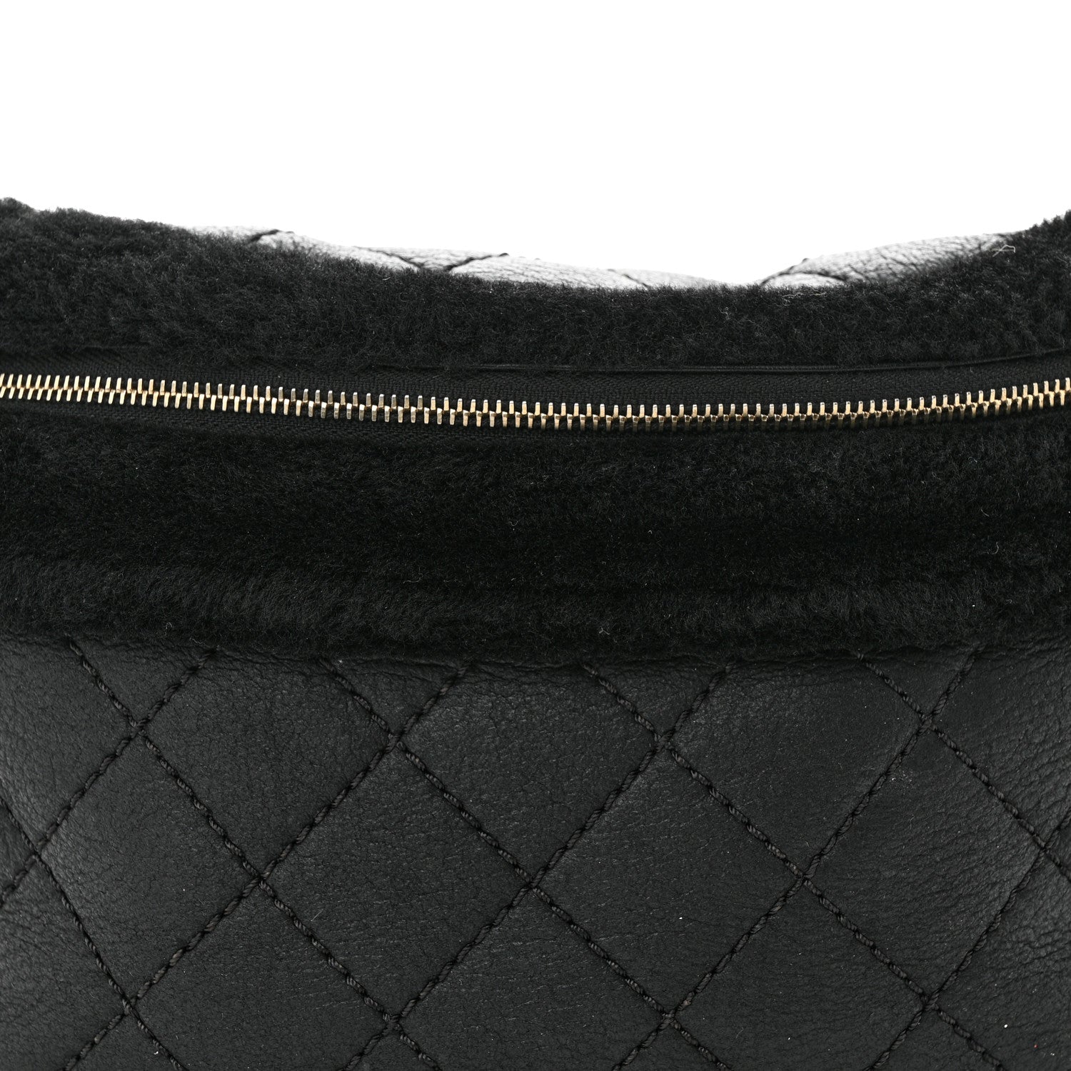 Chanel Calfskin Fur Quilted Waist Bag Fanny Pack Black 8 of 11