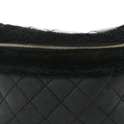 Chanel Calfskin Fur Quilted Waist Bag Fanny Pack Black 8 of 11