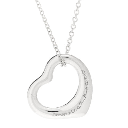 Tiffany Sterling Silver 16mm Elsa Peretti Open Heart Pendant Necklace 4 of 6