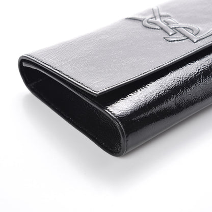 Saint Laurent Textured Patent Monogram Large Belle De Jour Clutch Black 7 of 8