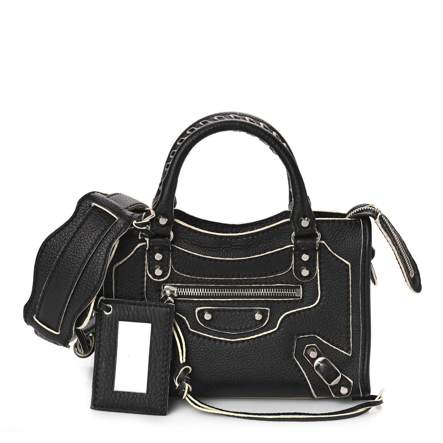 Balenciaga Supple Grained Calfskin Classic Silver Hardware Highlight Mini City Black 1 of 9