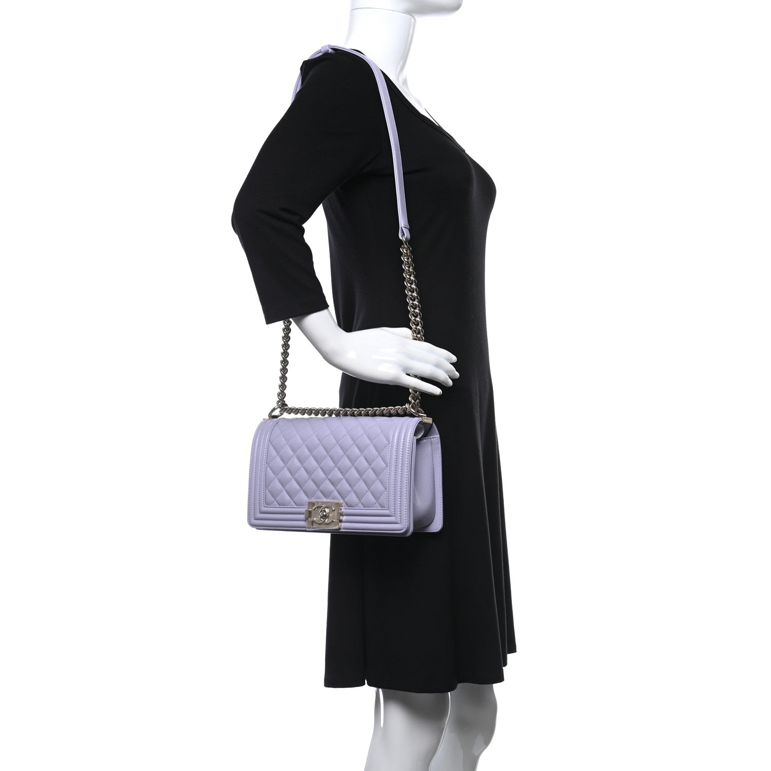 Chanel Caviar Quilted Medium Boy Flap Light Purple 2 of 10