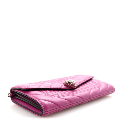 Bulgari Calfskin Quilted Serpenti Forever Clutch Plum 4 of 8