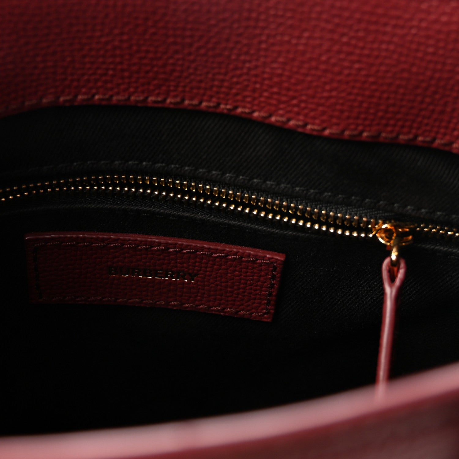 Burberry Grainy Calfskin House Check Small Banner Tote Crimson