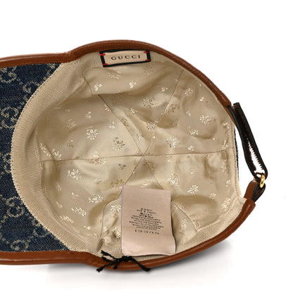 Gucci Washed Jacquard Denim Nappa GG Monogram Oscar Baseball Hat M Denim Cuir 7 of 9