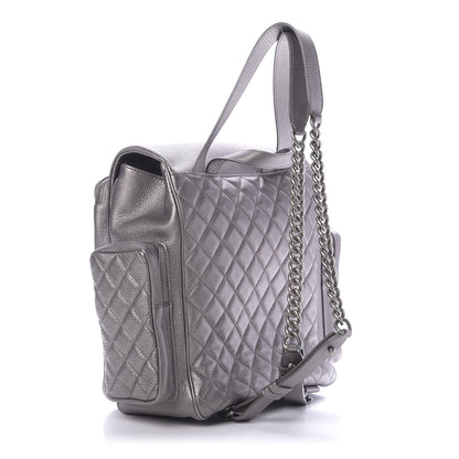 Chanel Metallic Grained Calfskin Quilted Large Casual Rock Backpack Charcoal 2 of 9
