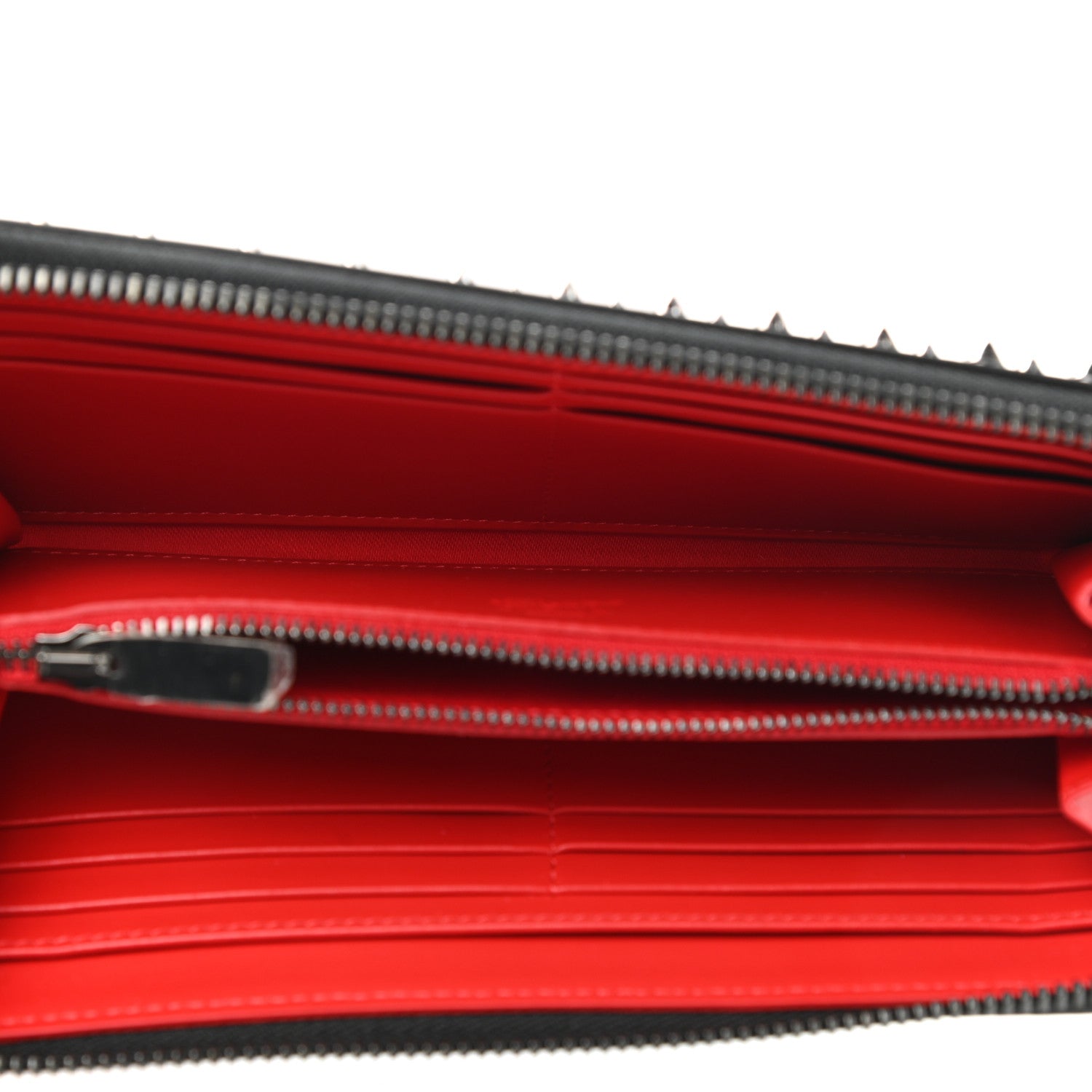 Christian Louboutin Calfskin Panettone Spiked Zip Around Wallet Black 5 of 7