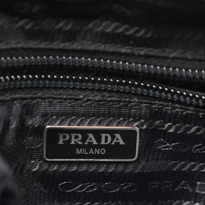Prada Tessuto Nylon Vela Saffiano Metal Triangle Logo Wristlet Pouch Black 6 of 8