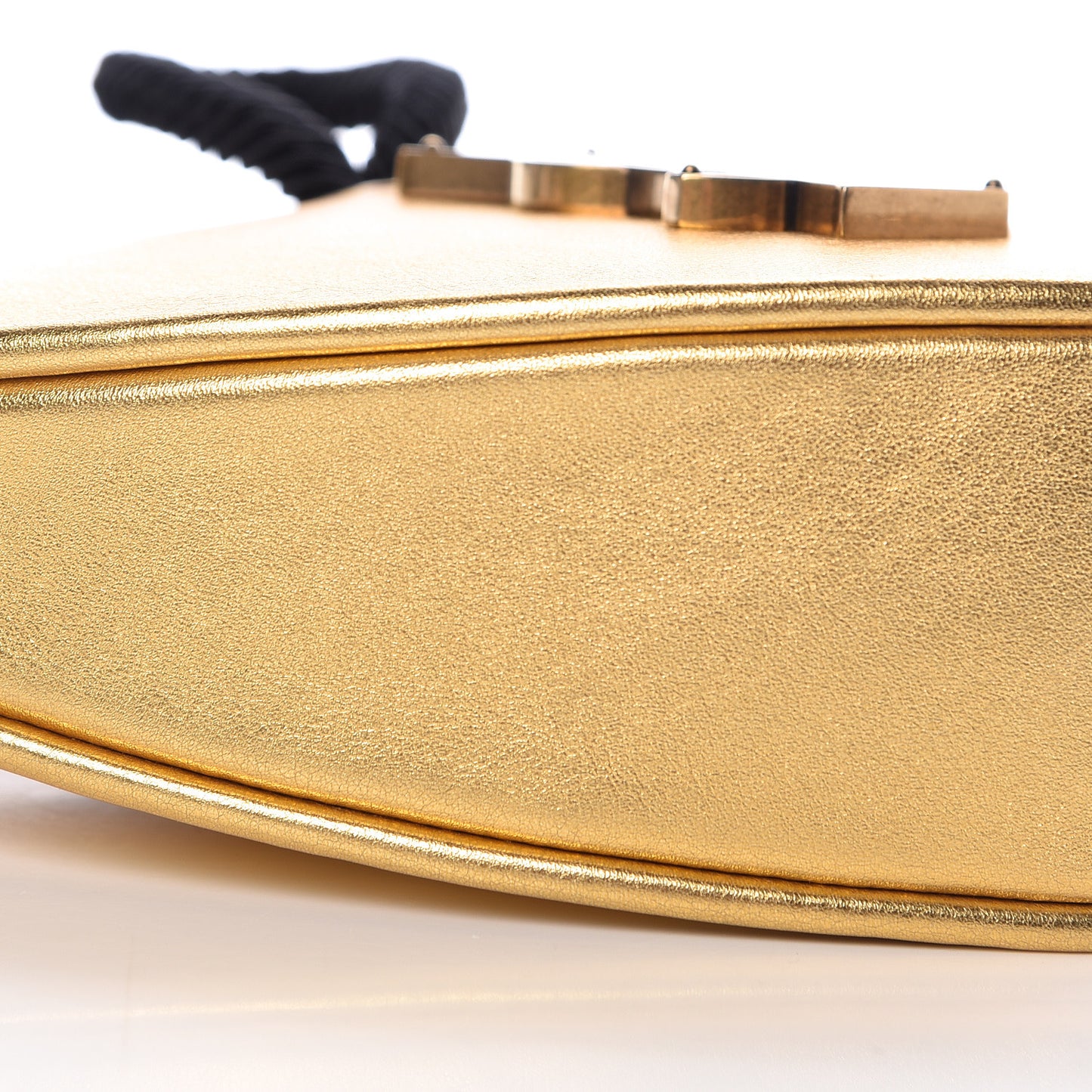 Metallic Calfskin Heart Clutch Gold