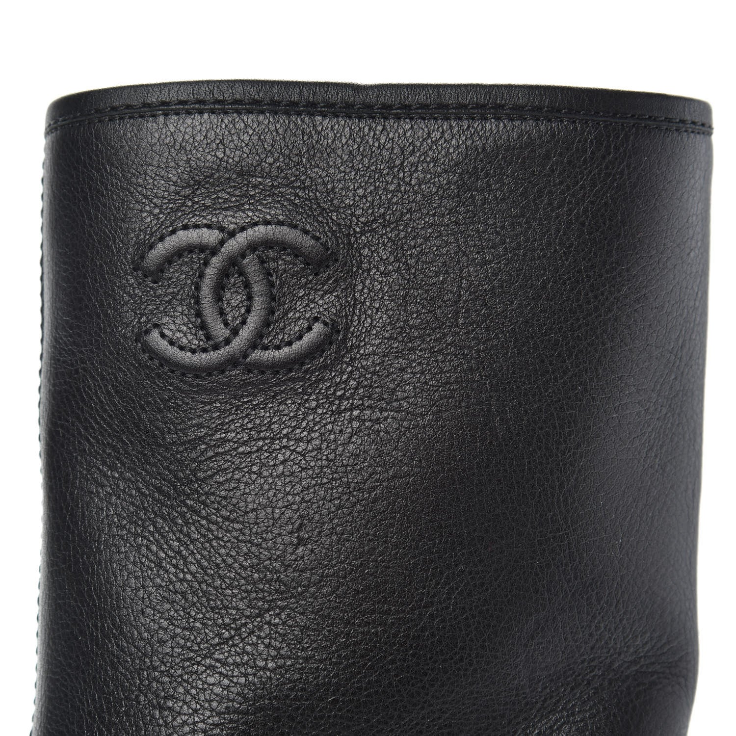 Chanel Calfskin Quilted CC Boots 38 Black 8 of 9