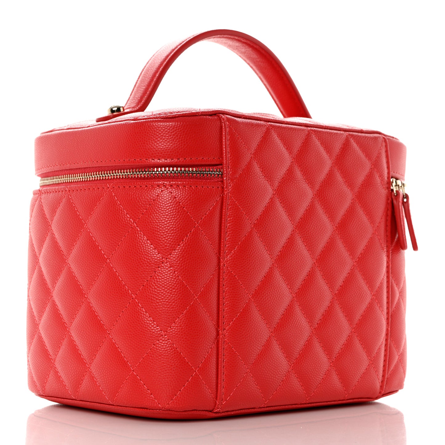 Caviar Quilted Large Vanity Pouch Red