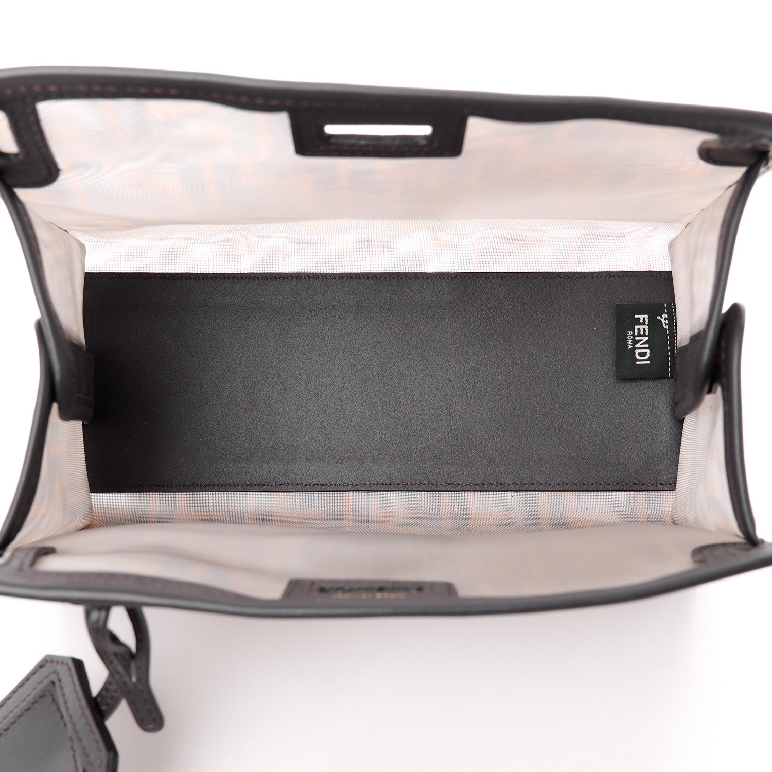 Fendi Mesh Vitello Century FF 1974 Mini Peekaboo Defender Cover Marrone Black Ebano 5 of 12