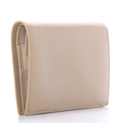 Prada Saffiano Multicolor Compact Wallet Sabbia Cammeo Orchidea 3 of 9