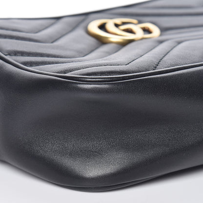 Gucci Calfskin Matelasse Mini GG Marmont Wrist Wallet Black 5 of 9