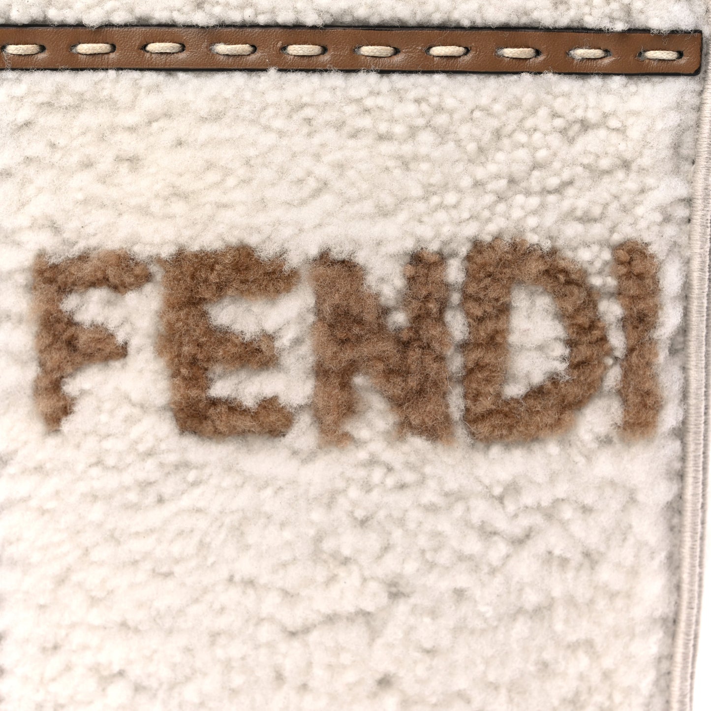 Shearling Vitello King Plexiglass Logo Mini Fendi Sunshine Shopper Tote White
