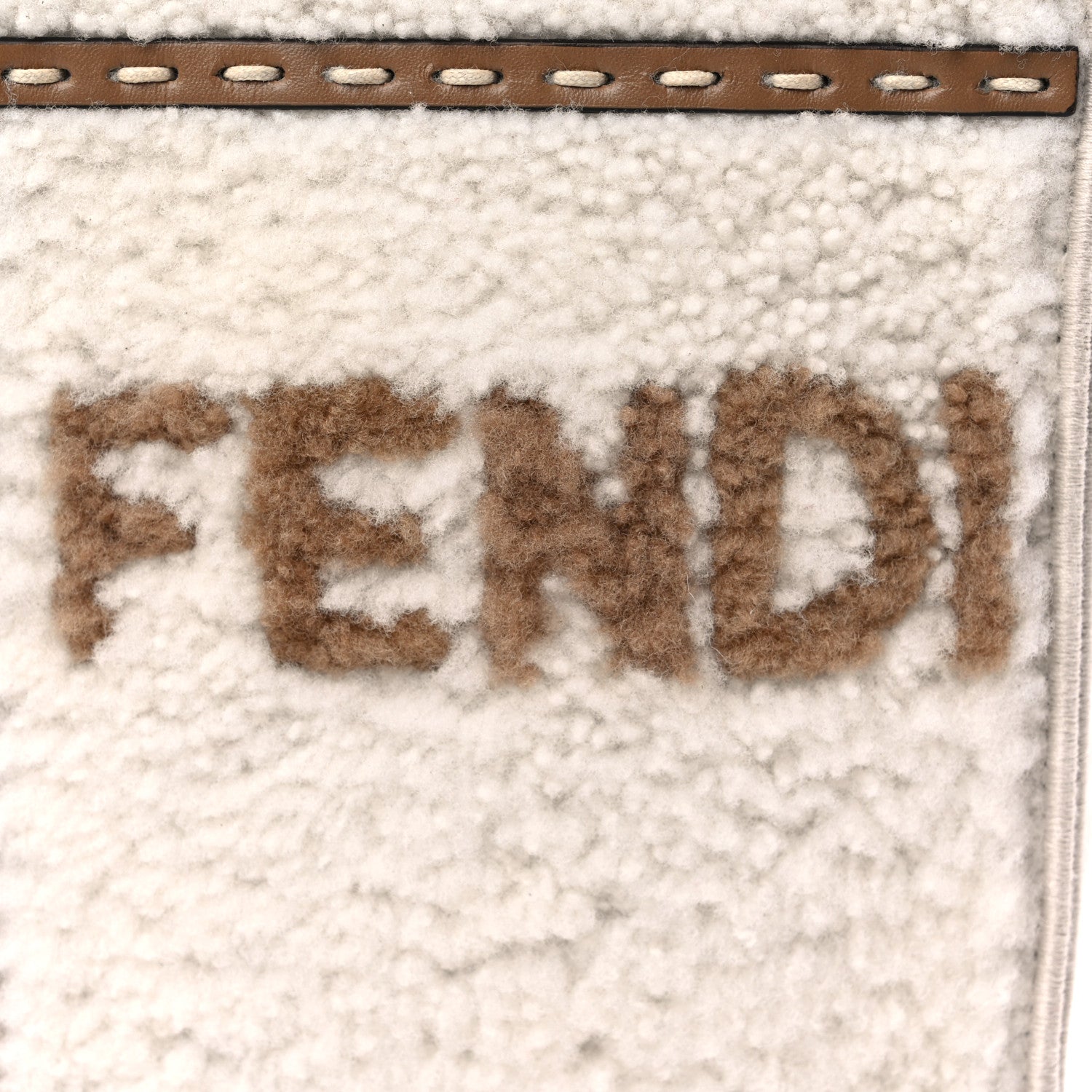 Fendi Shearling Vitello King Plexiglass Logo Mini Fendi Sunshine Shopper Tote White 12 of 14