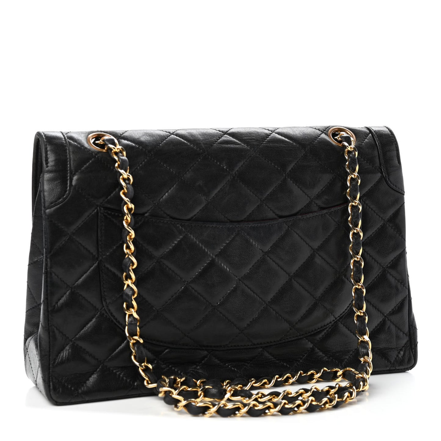 Lambskin Quilted Medium Double Flap Black