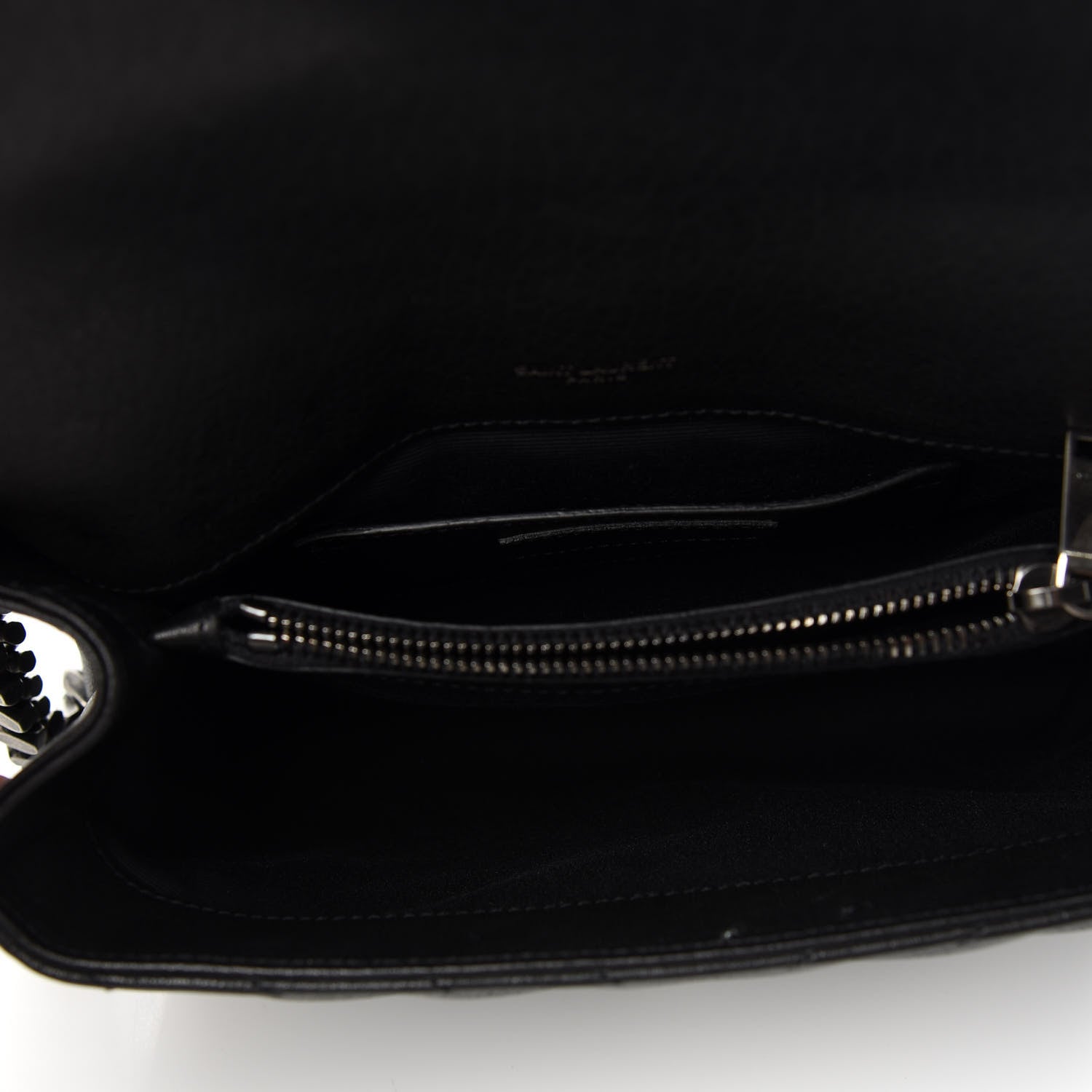 Saint Laurent Sheepskin Matelasse Chevron Monogram Medium College Bag Black 4 of 9