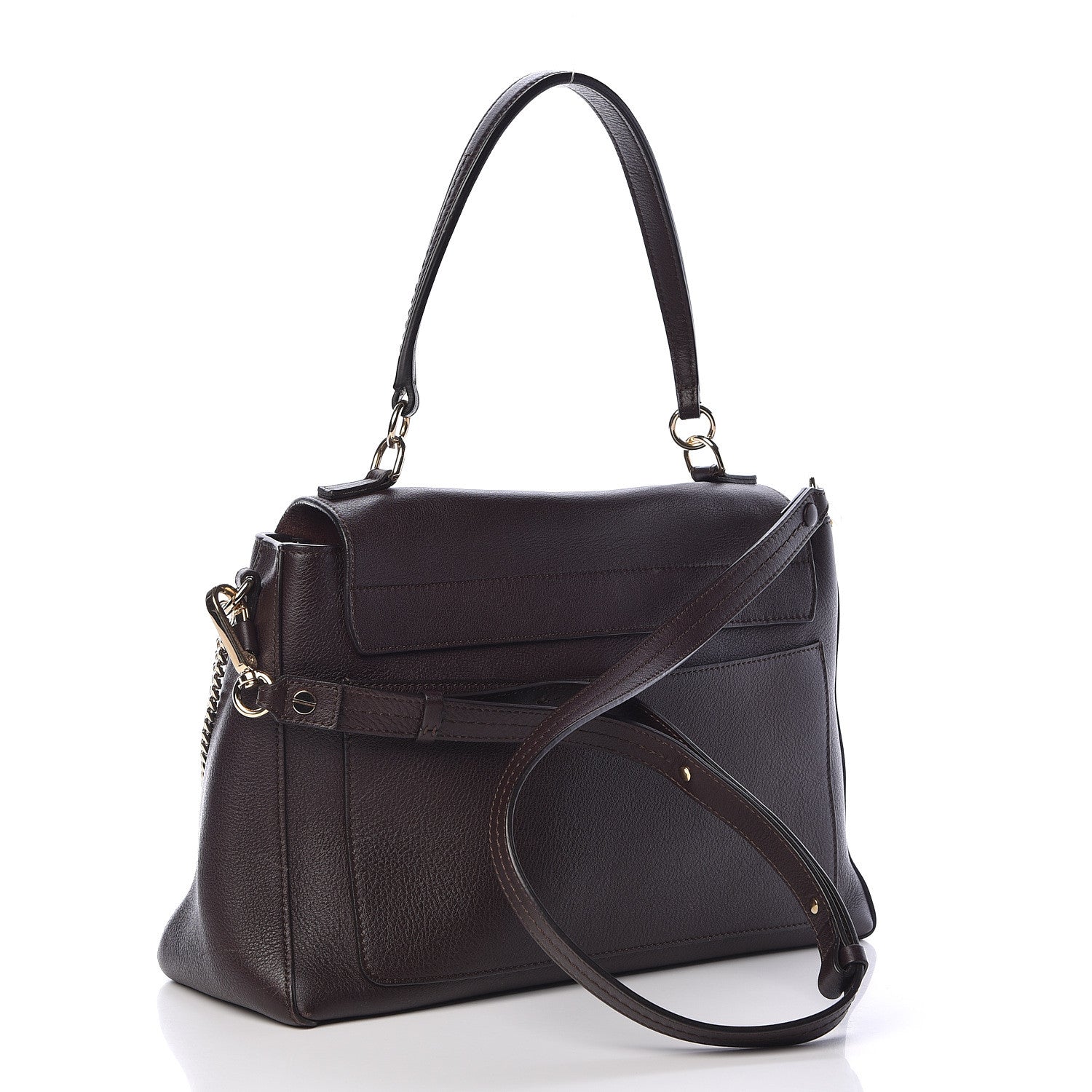 Chloe Smooth Calfskin Suede Medium Faye Day Shoulder Bag Carbon Brown 3 of 12