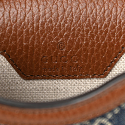Gucci New Denim GG Monogram Dollar Calfskin Mini Horsebit 1955 Crossbody Bag Blue Tea Cuir Epilog 6 of 10