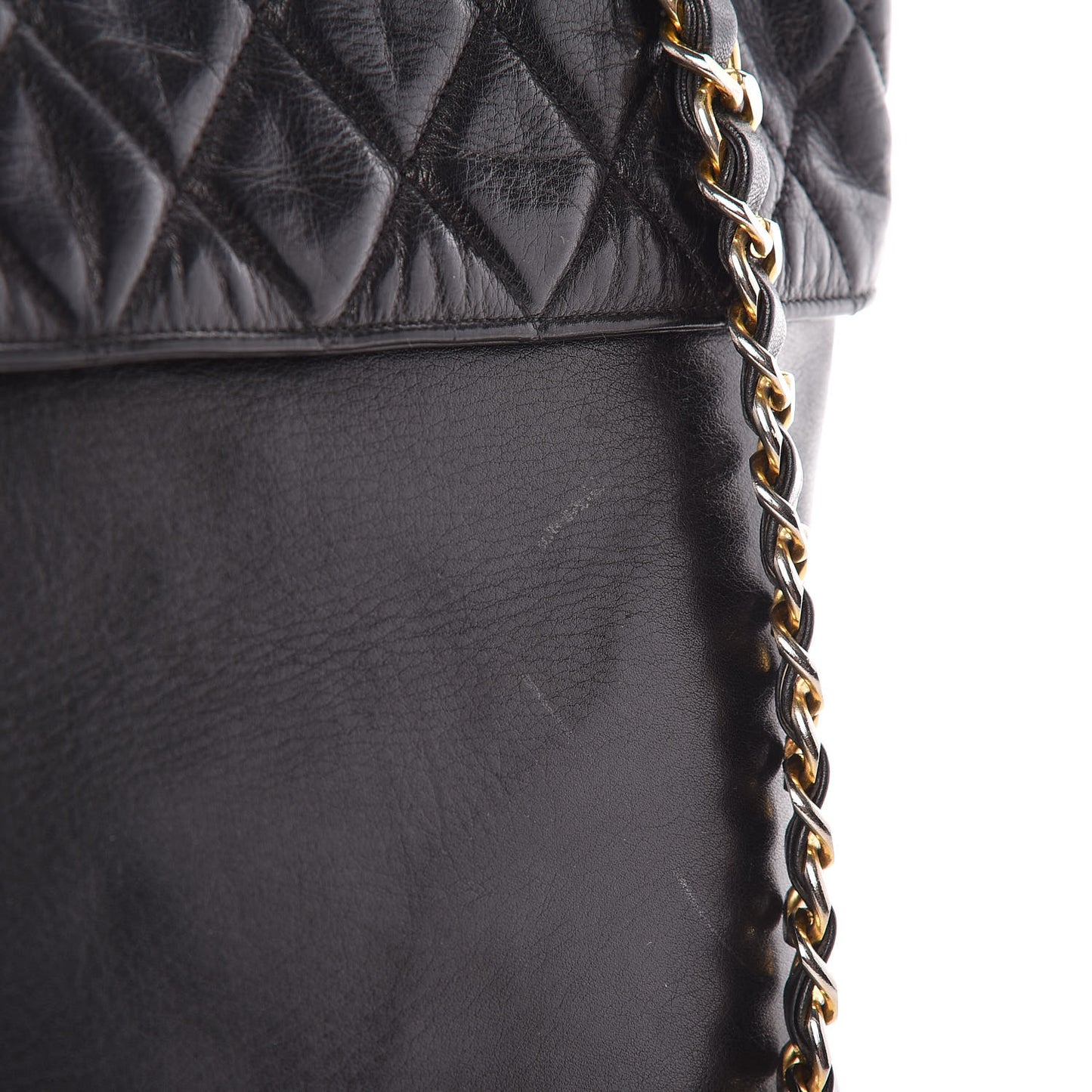 Calfskin Quilted Large Shoulder Bag Black