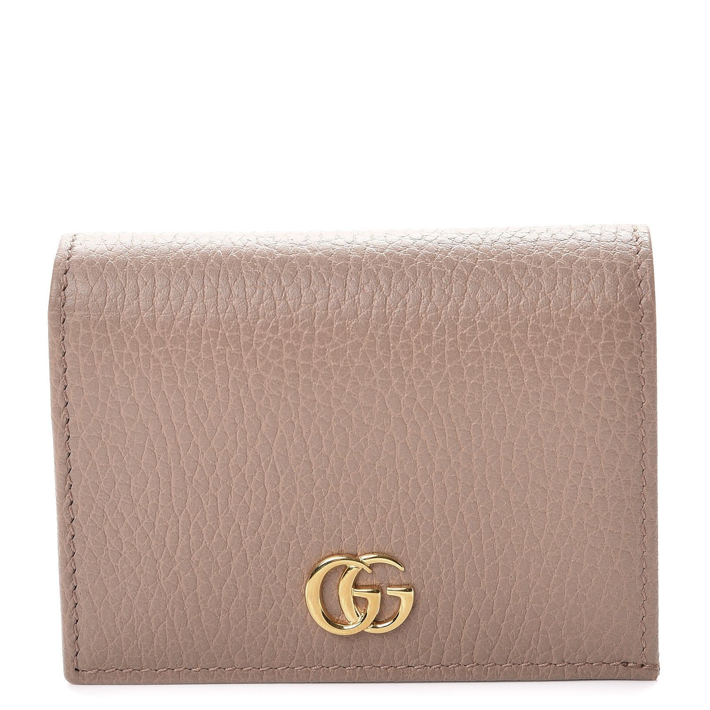 Pebbled Calfskin GG Marmont Card Case Porcelain Rose