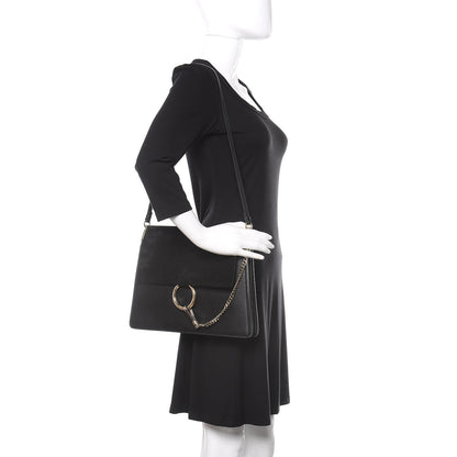 Chloe Suede Calfskin Medium Faye Shoulder Bag Black 2 of 10