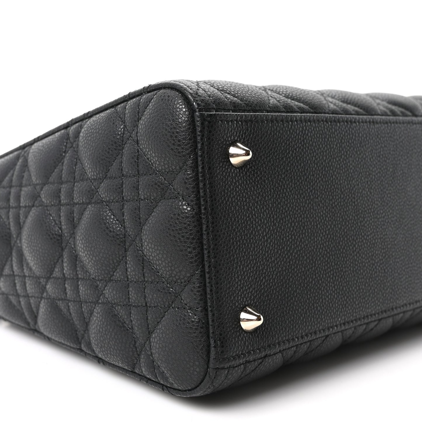 Grained Calfskin Cannage Medium Lady Dior Black