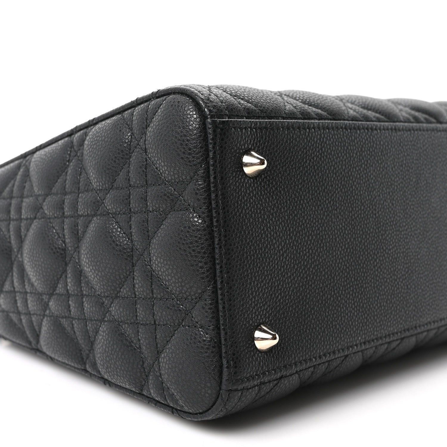 Christian Dior Grained Calfskin Cannage Medium Lady Dior Black 9 of 10