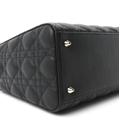 Christian Dior Grained Calfskin Cannage Medium Lady Dior Black 9 of 10