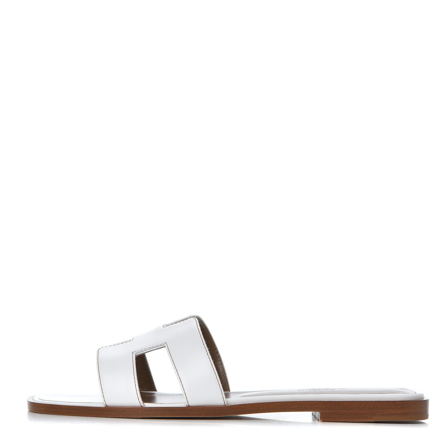 Hermes Box Calfskin Oran Sandals 38 White 1 of 9