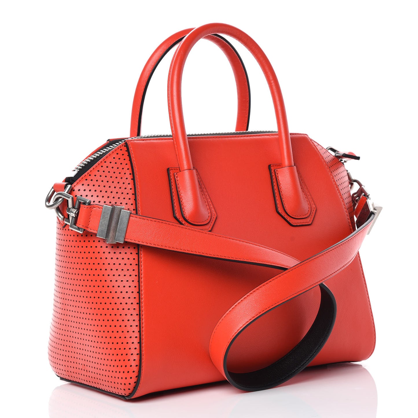 Lambskin Perforated Small Antigona Pop Red