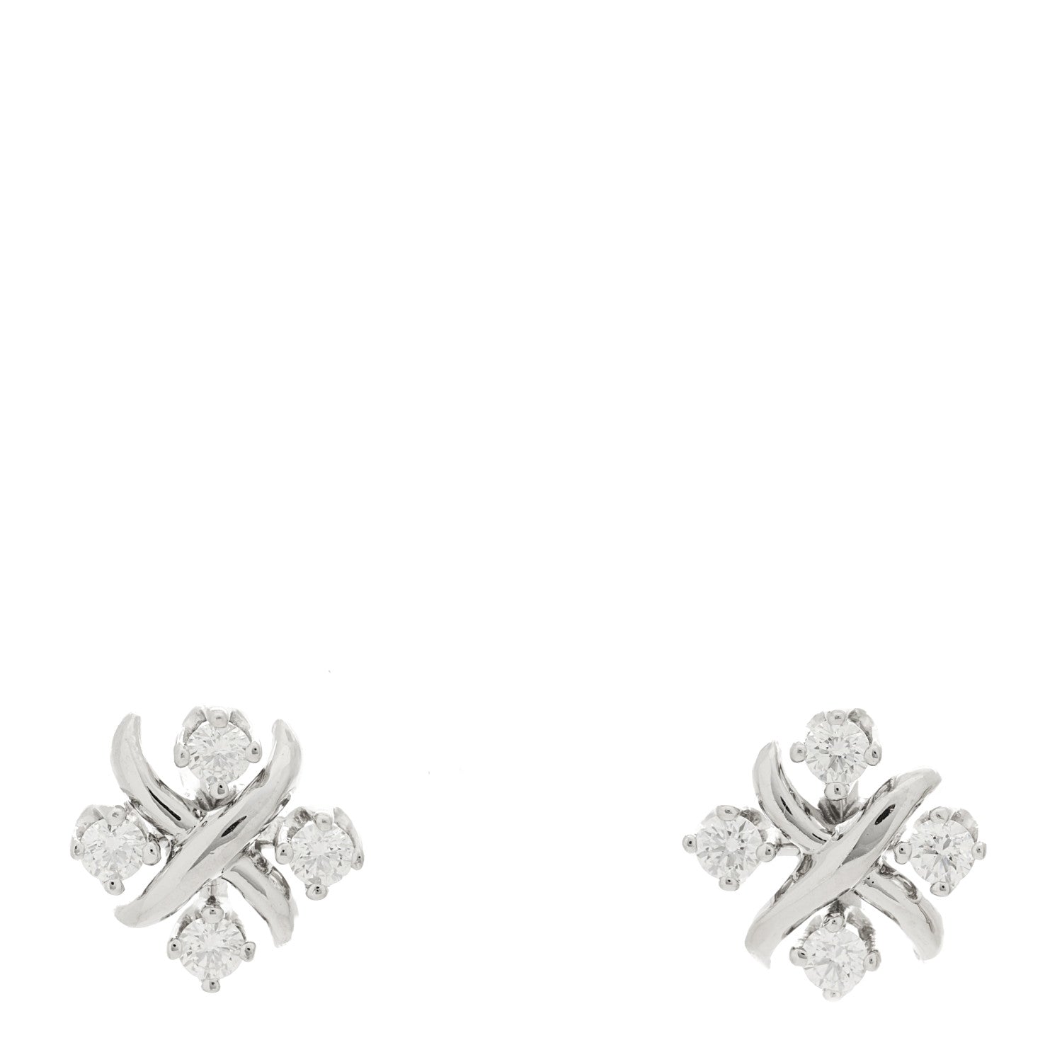 Tiffany Platinum Diamond Schlumberger Lynn Earrings 1 of 4
