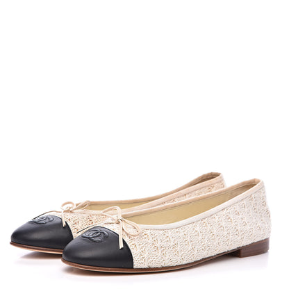 Chanel Crochet Cap Toe Ballerina Flats 41 Light Beige 3 of 10