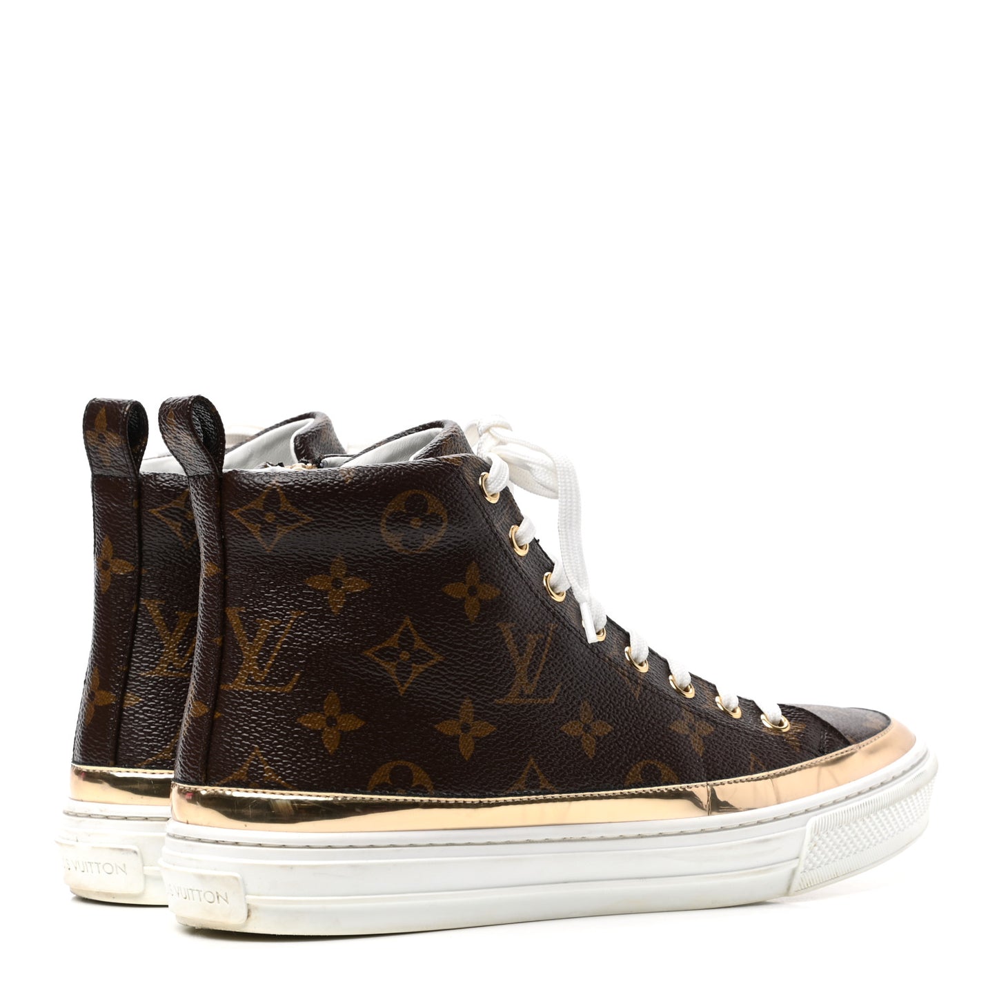 Patent Monogram Stellar Sneaker Boots 38 Gold