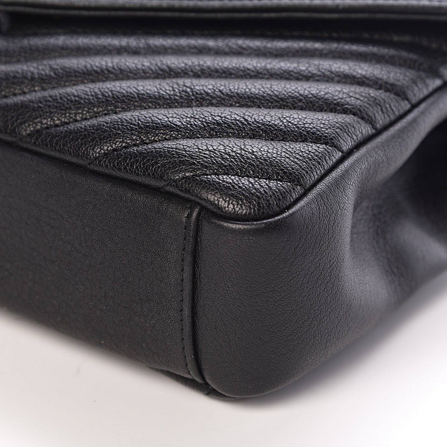 Saint Laurent Sheepskin Matelasse Chevron Monogram Medium College Bag Black 10 of 10