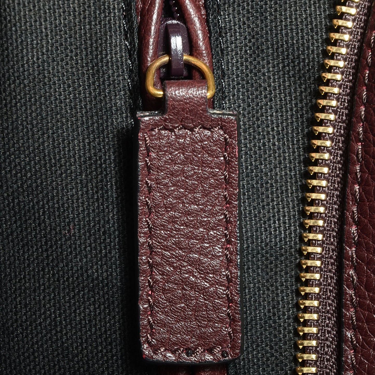 Pebbled Leather Skull Padlock Tote Oxblood