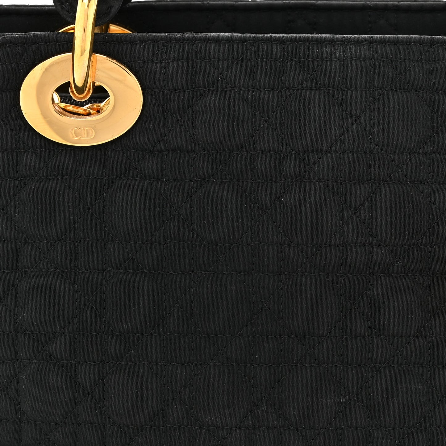Nylon Cannage Medium Lady Dior Black