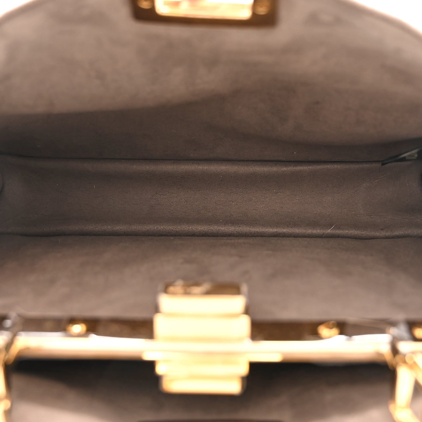 Chenille Suede Metal FF Small Peekaboo I SEE U Satchel Tortora Nuvola