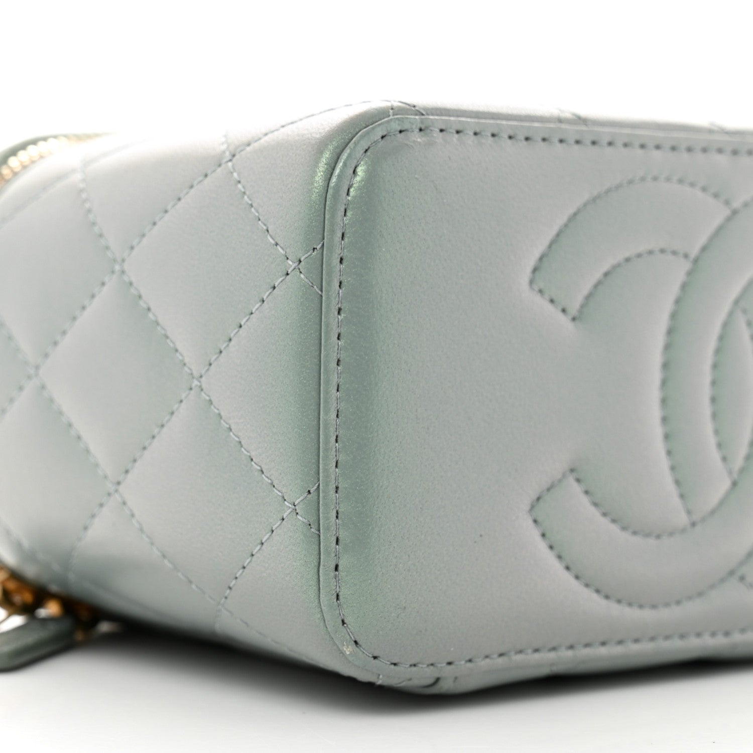 Chanel Metallic Lambskin Quilted Small CC Dynasty Vanity Case With Chain Grey 9 of 12