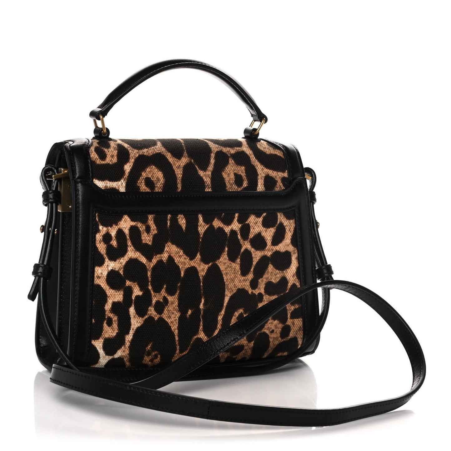 Canvas Leopard Print Mini Classic Monogram Cassandra Top Handle Black