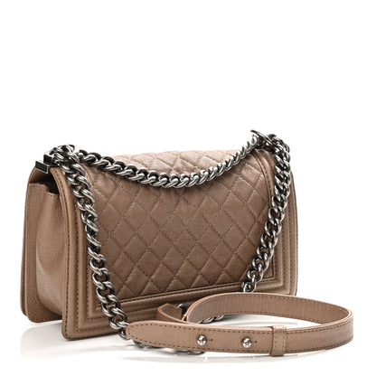 Chanel Metallic Calfskin Quilted Medium Boy Flap Taupe 3 of 15