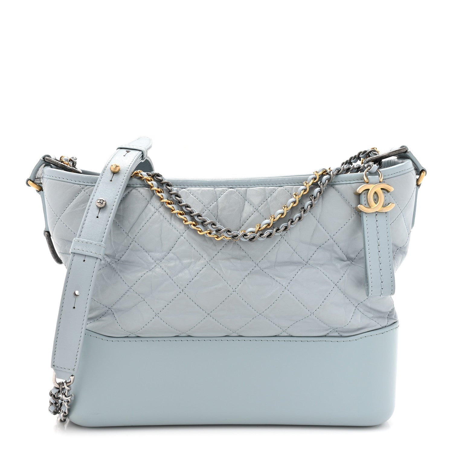 Chanel Aged Calfskin Quilted Medium Gabrielle Hobo Light Blue 1 of 12
