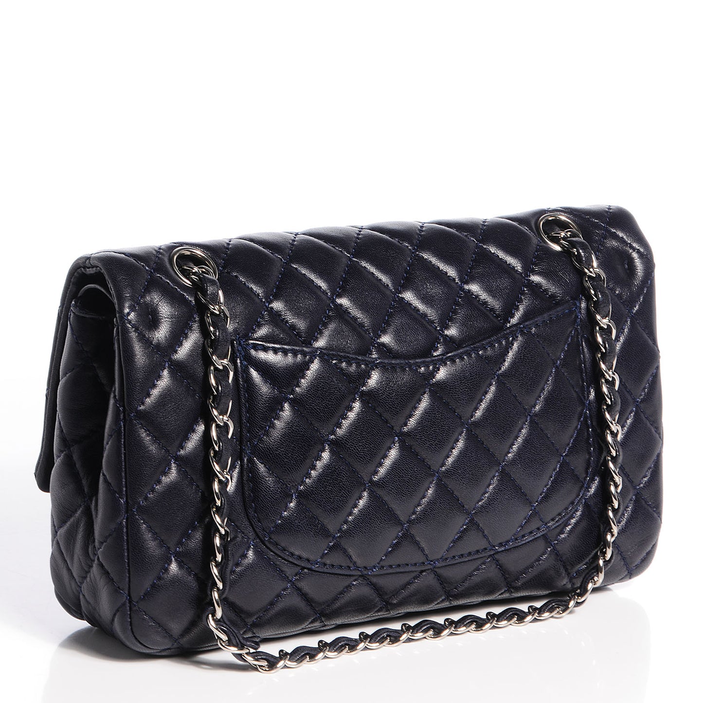 Lambskin Medium Double Flap Navy