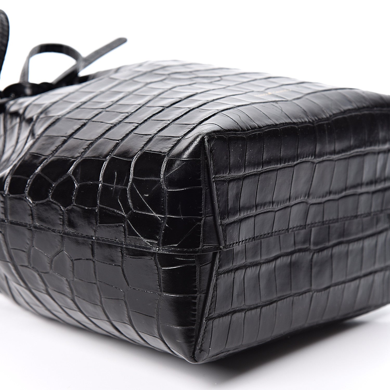 Mansur Gavriel Crocodile Embossed Mini Bucket Bag Black 8 of 9