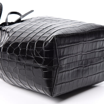Mansur Gavriel Crocodile Embossed Mini Bucket Bag Black 8 of 9