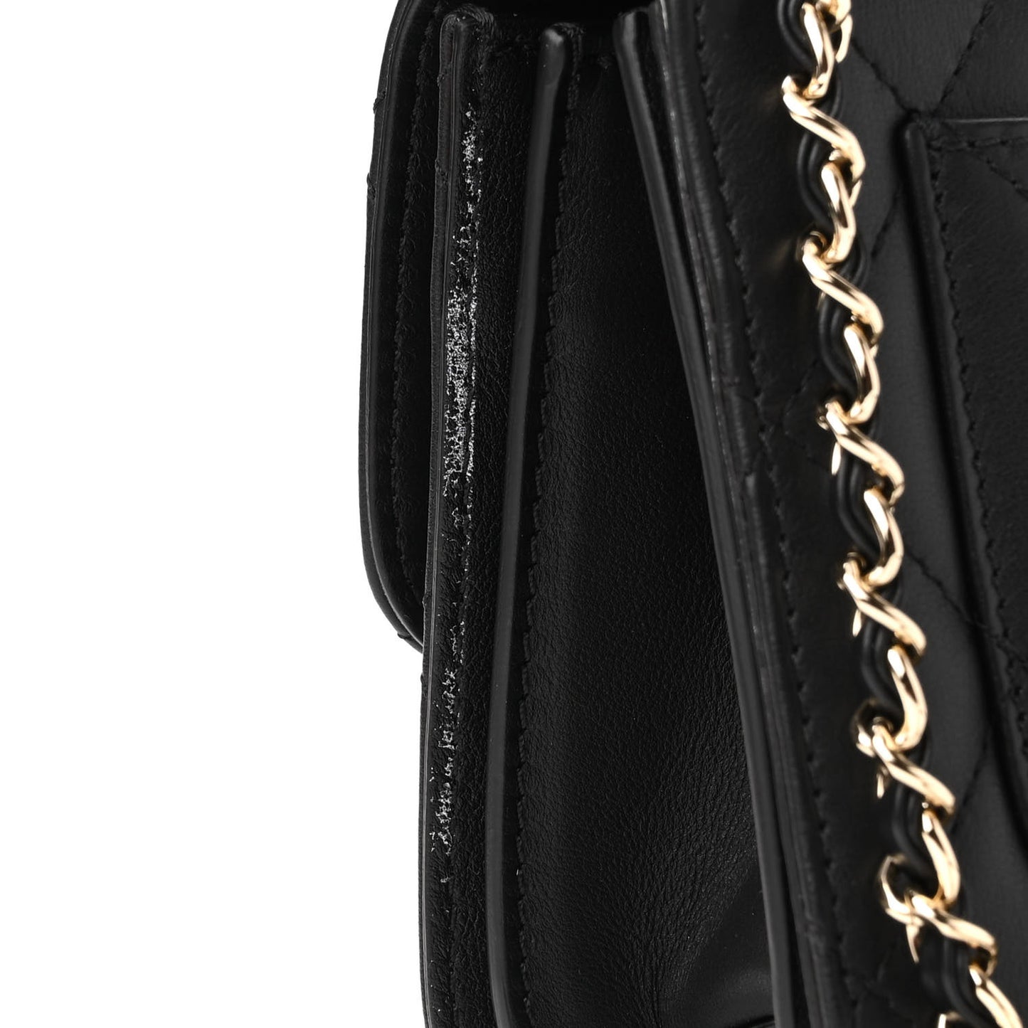 Calfskin Quilted Small Top Handle Flap Black