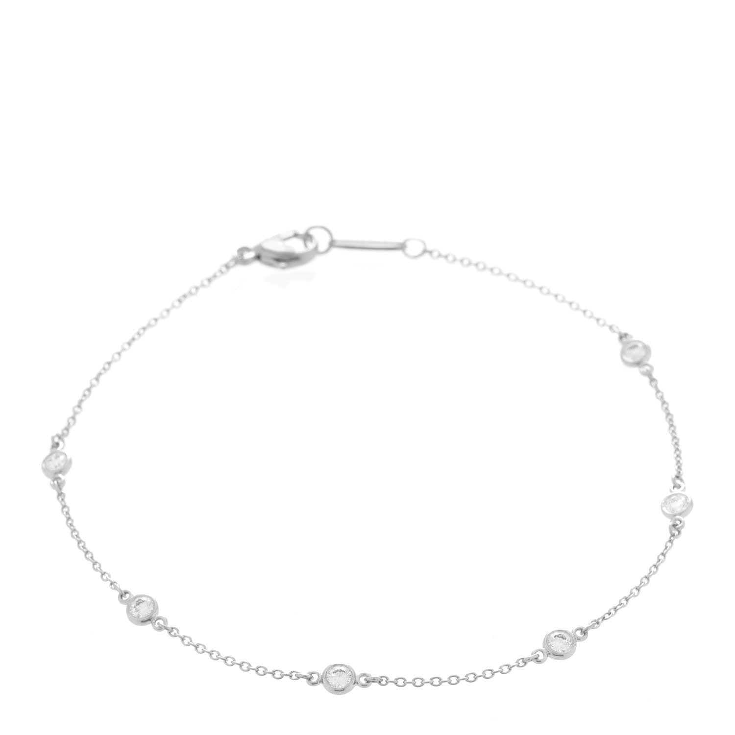 Tiffany Platinum Diamond .30ctw Elsa Peretti Diamonds by the Yard Station Bracelet 1 of 6